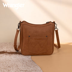 WG275-2003   Wrangler Sherpa Aztec Canvas Crossbody - Brown