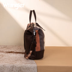 WG275-5110   Wrangler Sherpa Aztec Canvas Duffle Bag - Coffee