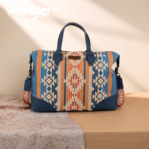 WG275-5110   Wrangler Sherpa Aztec Canvas Duffle Bag - Jean
