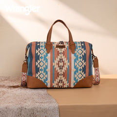 WG275-5110   Wrangler Sherpa Aztec Canvas Duffle Bag - Brown