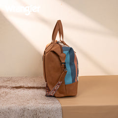 WG275-5110   Wrangler Sherpa Aztec Canvas Duffle Bag - Brown