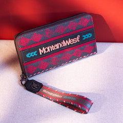 MW01-W006  Montana West Boho Ethnic Art Print Wallet - Burgundy