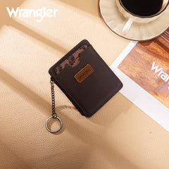 WG366-W118CF  Wrangler Small Card Case Wallet Key Chain/Detachable Card Holder- Coffee