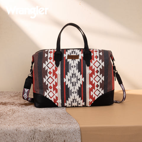 WG275-5110   Wrangler Sherpa Aztec Canvas Duffle Bag - Black