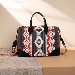 WG275-5110   Wrangler Sherpa Aztec Canvas Duffle Bag - Black