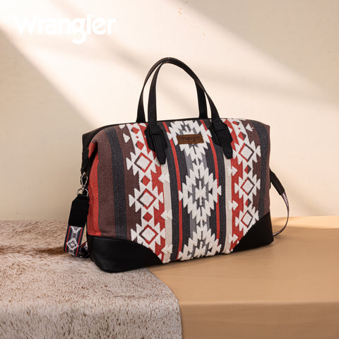 WG275-5110   Wrangler Sherpa Aztec Canvas Duffle Bag - Black