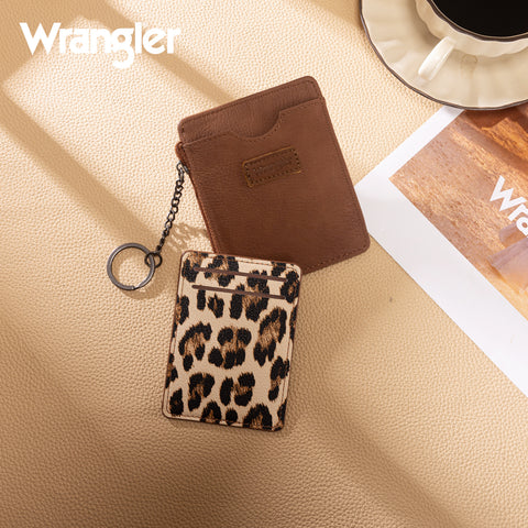 WG366-W118BR   Wrangler Small Card Case Wallet Key Chain/Detachable Card Holder- Brown