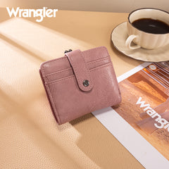 WG366-W116DPK  Wrangler Western Leopard Print Small Bi-Fold with Kiss Clasp Coin Purse -Dark Pink