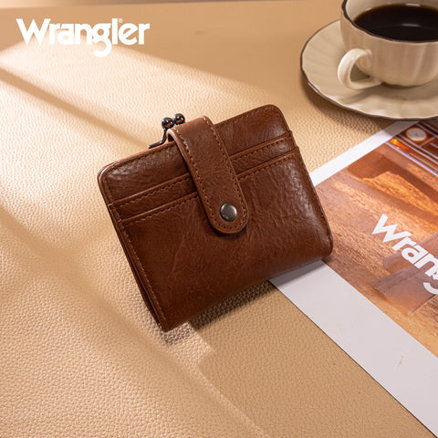 WG366-W116LP  Wrangler Western Leopard Print Small Bi-Fold with Kiss Clasp Coin Purse -Leopard