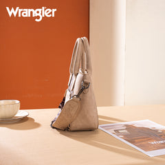 WG296-8015TN  Wrangler Leopard Print Small Tote/Crossbody -Tan