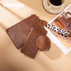 WG366-W114  Wrangler Leopard Print Dual Pouch Wristlet with Zipper Round Case-Leopard
