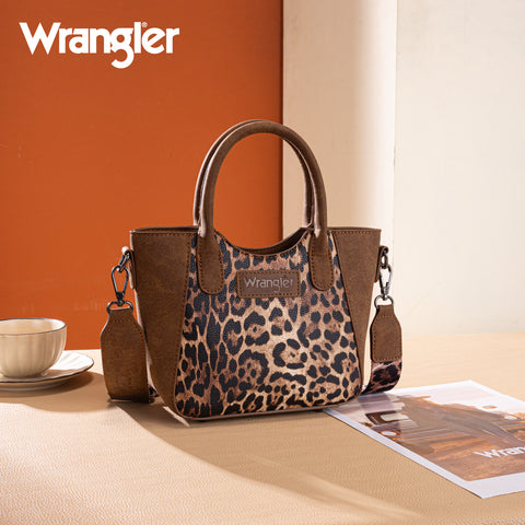 WG296-8015BR  Wrangler Leopard Print Small Tote/Crossbody -Brown
