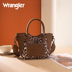WG296-8015BR  Wrangler Leopard Print Small Tote/Crossbody -Brown