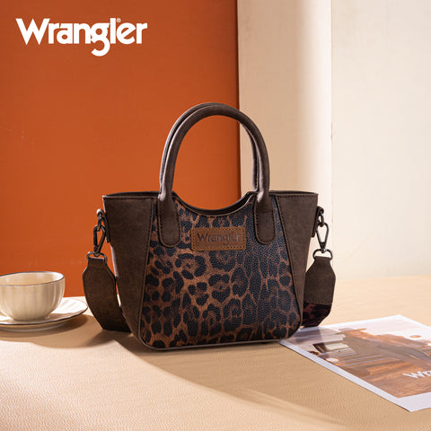 WG296-8015CF  Wrangler Leopard Print Small Tote/Crossbody -Coffee