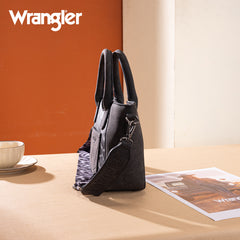 WG296-8015BK  Wrangler Leopard Print Small Tote/Crossbody -Black
