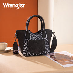 WG296-8015BK  Wrangler Leopard Print Small Tote/Crossbody -Black