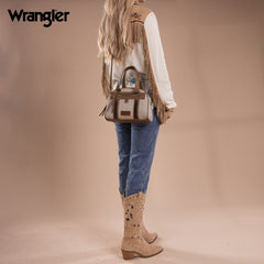 WG185-5112 Wrangler Whipstitch  Collection Satchel/Crossbody Bag -Light Grey