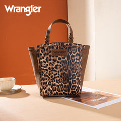 WG296-8014BR   Wrangler Leopard Print Tote/Crossbody - Brown