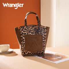 WG296-8014BR   Wrangler Leopard Print Tote/Crossbody - Brown
