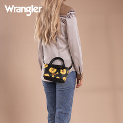 WG204-426  Wrangler Sunflower Print Mini Top Handle Crossbody - Black