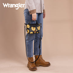 WG204-426  Wrangler Sunflower Print Mini Top Handle Crossbody - Black