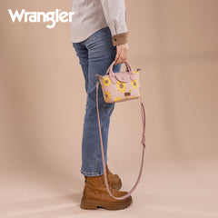 WG204-426  Wrangler Sunflower Print Mini Top Handle Crossbody - Pink