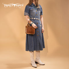 TR192-8800  Trinity Ranch Floral Tooled Collection Mini Tote/Crossbody - Light Brown