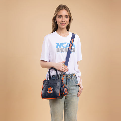 NC-AU014NY   Auburn University Tigers Tote/Crossbody Bag -Navy