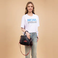 NC-AFU014BK  University of Arkansas Razorbacks Tote/Crossbody Bag - Black