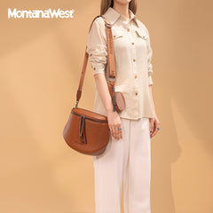 MWC-285 Montana West Spacious Crossbody Bum Bag with Coin Purse - Brown