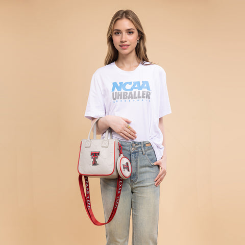 NC-TTU014GY  University of Texas Tech Red Raiders Tote/Crossbody Bag -Grey