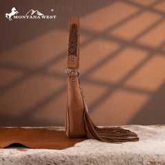 MW1323G-918  Montana West Tooled Fringe Collection Hobo Shoulder Bag