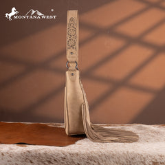 MW1323G-918  Montana West Tooled Fringe Collection Hobo Shoulder Bag