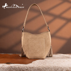MW1323G-918  Montana West Tooled Fringe Collection Hobo Shoulder Bag