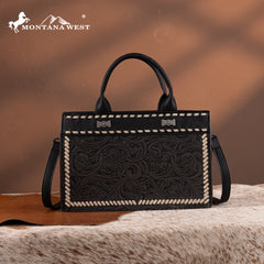 MW1323-8011  Montana West Tooled Collection Tote/Crossbody