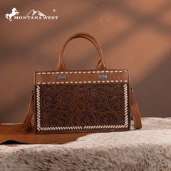 MW1323-8011  Montana West Tooled Collection Tote/Crossbody