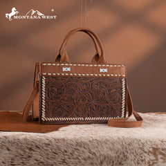 MW1323-8011  Montana West Tooled Collection Tote/Crossbody