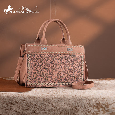 MW1323-8011  Montana West Tooled Collection Tote/Crossbody