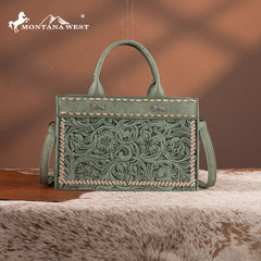 MW1323-8011  Montana West Tooled Collection Tote/Crossbody