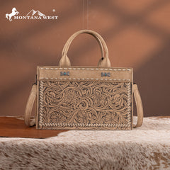 MW1323-8011  Montana West Tooled Collection Tote/Crossbody