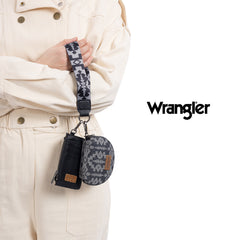 WG2212-W0051  Wrangler Southwestern Art Print Dual Pouch Wristlet -Black