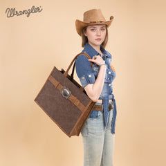 WG250G-8119CF    Wrangler Buckle Concealed Carry Large Tote-Coffee