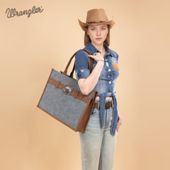 WG250G-8119JN     Wrangler Buckle Concealed Carry Large Tote-Jean