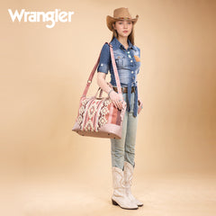 WG275-5110   Wrangler Sherpa Aztec Canvas Duffle Bag - Dark Pink