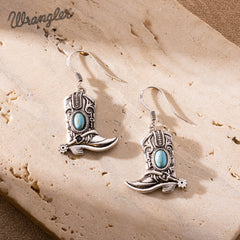 WNS2-2000S  Wrangler Silver Boots Pendant Necklace Earrings Set - Turquoise