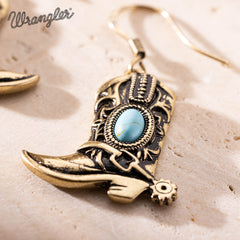 WNS2-2000G  Wrangler Silver Boots Pendant Necklace Earrings Set - Turquoise
