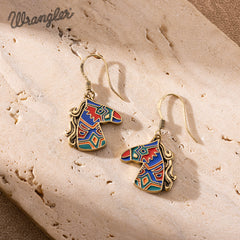 WGE-2001G  Wrangler Horse Head Drop Earrings - Multi