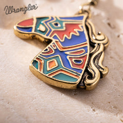 WGE-2001G  Wrangler Horse Head Drop Earrings - Multi