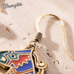 WNS2-2001G  Wrangler Jewelry Horse Head Pendant Necklace Earrings Set -Multi