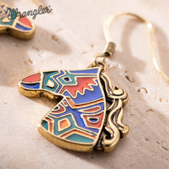 WNS2-2001G  Wrangler Jewelry Horse Head Pendant Necklace Earrings Set -Multi